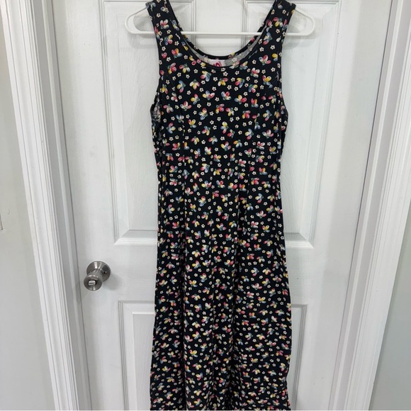 Vintage 80s No Boundaries Black Floral Sleeveless Dress - Picture 2 of 7